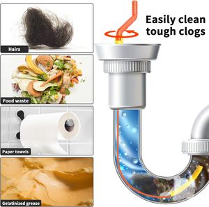 6 confezioni in plastica <span class=keywords><strong>tubo</strong></span> di scarico <span class=keywords><strong>tubo</strong></span> <span class=keywords><strong>flessibile</strong></span> per vasca da bagno per sciacquone comprare <span class=keywords><strong>flessibile</strong></span> serpente donnola di scarico per capelli strumento di scarico donnola - Product Image 5