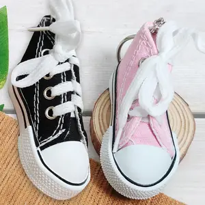 Mini Hi Top Canvas Sneaker Tennis Mini Schuh Schlüssel bund Blau Rosa Schwarz Weiß Sportschuhe Schlüssel ring