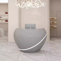 Bureau de réception rond de luxe avec éclairage LED, comptoir de réception moderne pour salon, spa, boutique