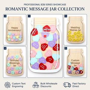 Barattolo con motivi per cui ti amo e gettoni a forma di cuore |   Regalo Personalizzato per San Valentino |   Souvenir in Legno Personalizzato per Anniversario - Product Image 6