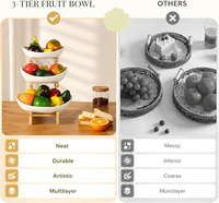 Étagère à collation multi-niveaux créative en bambou et bois à trois couches pour fruits et bonbons, panier à fruits multifonctionnel pour la maison, Chine
