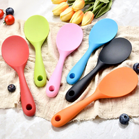 Grandes cuillères en silicone, ustensiles de cuisine ménagers 6 couleurs, cuillères et spatules antiadhésives pour cuiseur à riz