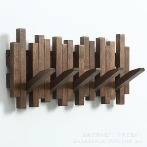 Perchero de pared de madera maciza con 5 ganchos, hecho a mano en nogal negro, para la entrada, pasillo o detrás de la puerta. - Product Image 3