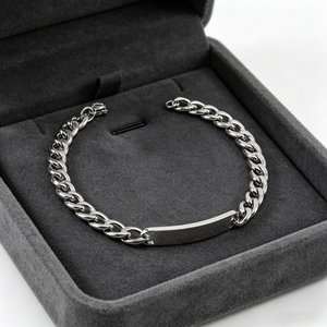 Bracelet Hip-Hop Géométrique en Acier Inoxydable pour Homme, Chaîne Curb NK Tendance, Barre Courbe Gravable, Bijoux de Mode pour Fiançailles, Vente en Gros - Product Image 2