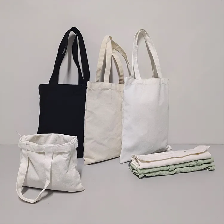 Toptan pamuk alışveriş tuval tote çanta stil boyutu özelleştirilmiş katlanabilir tuval kullanımlık alışveriş çantası ile özel baskılı logo