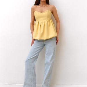 2025 New Style Summer Fashion Elegant Girl's Clothing Casual Sexy Ruffle Hem <b>Patchwork</b> Off Shoulder Crop Tank <b>Top</b> for Women - Product Image 1