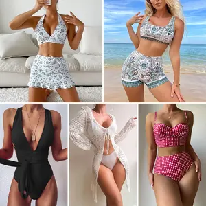 New wholesale women's floral beachwear classic bikini printed swimwear high waisted sexy swimwear inventory mixed styles