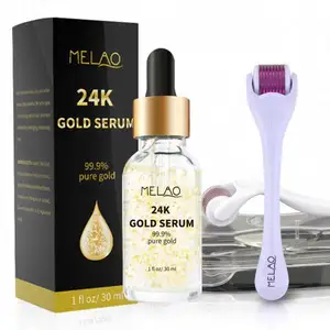 Derma Kit 0.25 mm-microneedle Roller wajah dan tubuh 540 jarum mikro Titanium dengan Serum emas 24k organik untuk kulit