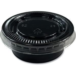 Boardwalk Souffle/<b>Portion</b> Cups Small 1.5 oz Black Polypropylene with Lid for Snack Beverage <b>Milk</b> Salad 2,500/Carton - Product Image 4