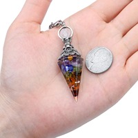 Pendules en Cristal de Chakra Naturels en Argent Vieilli Faits à la Main, Outil Spirituel de Radiesthésie et Feng Shui pour la Sorcellerie, la Divination et la Thérapie
