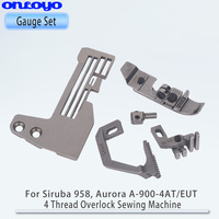 Jeu de jauges pour machine à coudre surjeteuse 4 fils Siruba 958, Aurora A-900-4AT/EUT, plaque à aiguilles SF809C, griffes d'entraînement H445+D575