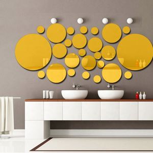 Espejo Decorativo Geométrico Circular 3D, Adhesivo Removible para Pared, Accesorios de Decoración para el Hogar, Espejo Redondo - Product Image 4