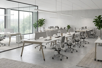Poste de travail modulaire de bureau E0 MFC pour personnel, avec bureaux dos à dos, idéal pour les espaces de travail modernes