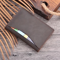Dompet untuk Pria Kulit Minimalis, Dompet Tipis Berpergian Saku Depan Lipat Ganda untuk Pria