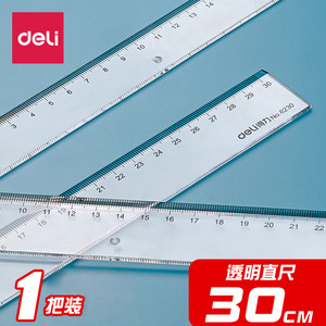 Deli 6230 30cm Ruler Transparent Student Office Study Ruler Clear Plastic Measuring Tool For School And Work - Product Image 3