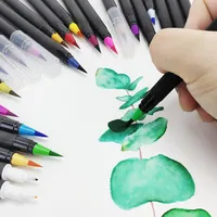 KHY acquerello professionale punta morbida flessibile regalo per bambini 24 colori pennarelli artistici morbidi calligrafia penna a pennello Color acqua a doppia punta