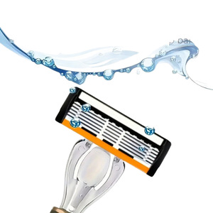 6 Layer Manual <b>Razor</b> <b>Head</b> Orange Plastic Imported Stainless Steel Blade Shaver <b>Head</b> For Men Shaving Replacement Part - Product Image 5