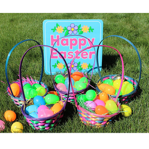 Bamboo Picnic Storage Baskets Wholesale Mini Eggs Custom Round Party Orange Easter Basket With Handle