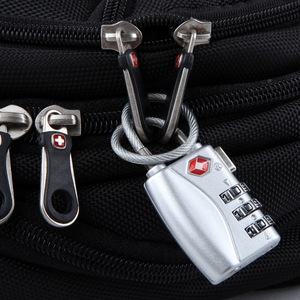 Jia Shi Jie TSA Combination <b>Lock</b> 719 Mini Luggage Padlock Black Zinc Alloy Travel Security <b>Lock</b> <b>With</b> <b>Cable</b> - Product Image 2