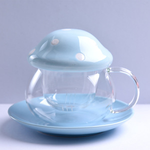 Kreative Umweltfreundliche Borosilikatglas-Milchbecher mit Handgriff, Niedliches Pilzdesign, Transparenter Büro-Wasserbecher, Süßer Kaffeebecher - Product Image 3
