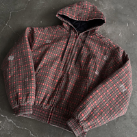 Fabricants de vêtements pour hommes, sweats à capuche à fermeture éclair à carreaux personnalisés, vestes vintage lavées, coton lourd, surdimensionnées, chaudes pour l'hiver, vestes pour hommes