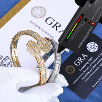 Bracelet homme hip hop main de hamsa moissanite, bijou argent S925 personnalisé entièrement serti