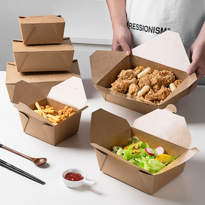 Paper Food Packing Box  Take Out Fast Food Packaging Paper Boxes For Food Packaging  Kraft Custom Takeway Food Box Packaging