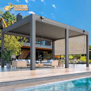 Pergola extérieure imperméable en aluminium motorisée pour jardin, avec lames orientables jusqu'à 90° - Product Image 1