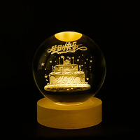 Lampe de nuit boule de cristal 3D décoration boule de cristal lumineuse système solaire veilleuses à led