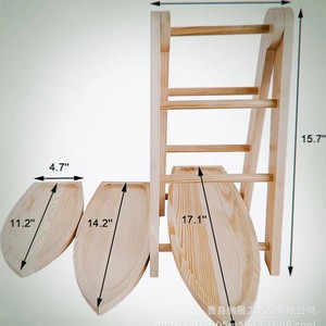 Soporte de madera para postres, plato de exhibición de pasteles de madera maciza plegable de tres niveles para decoración de mesa de fiesta, uso en cumpleaños - Product Image 2