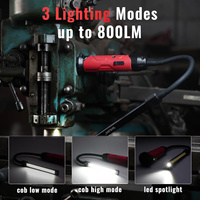Lampe de travail LED de chantier rechargeable, robuste, portable, rotative, pliable, avec base magnétique, étanche, projecteur COB