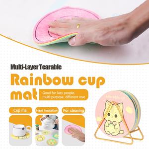 多層ティアラブルレインボークロス多機能クリーニングクロスカスタマイズされたサイズは、コースターまたはフットパッドとして使用できます - Product Image 4