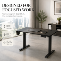 Table élévatrice électrique AOR, plateau en placage de bois massif motif pierre noire, couleur personnalisable, bureau d'ordinateur intelligent