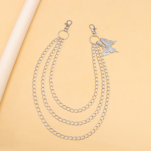 จี้รูปผีเสื้อ โซ่คล้องกางเกง หลายชั้น โลหะ ฮิปฮอป แฟชั่น เครื่องประดับลำลอง โลหะผสมสังกะสี สีขาว K - Product Image 4