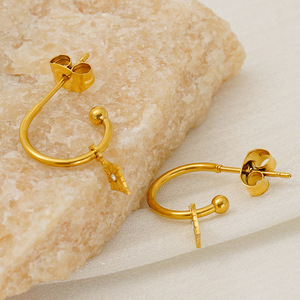 ZOGXIN <b>Hoop</b> Earrings Gold And <b>Silver</b> Stainless Steel Star Pattern Bezel Setting Everyday Wear - Product Image 3