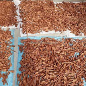 DHT HANDICRAFT Juego desechable ecológico 4 cucharas de madera natural talladas a mano Up-cycled Zero Waste Juego de regalo para vajilla - Product Image 1