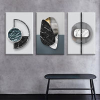 Impression sur toile géométrique abstraite moderne en aquarelle, ensemble de trois pièces, art mural pour la décoration intérieure