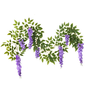 Guirnalda de Flores Artificiales de Glicinia Qingxu, Enredadera de Seda en Morado, Rosa, Amarillo, Azul y Blanco, Decoración para Colgar en la Pared, Techo o Cubrir Tuberías - Product Image 5
