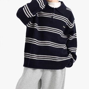 Nouveau style 2026 – Pull thermique rayé à col polo pour garçons, en tricot épais, demi-cardigan pour enfants, collection automne-hiver - Product Image 2