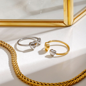 Heart Shaped Adjustable <b>Opening</b> <b>Ring</b> Stainless Steel Jewelry Unisex Gift - Product Image 3