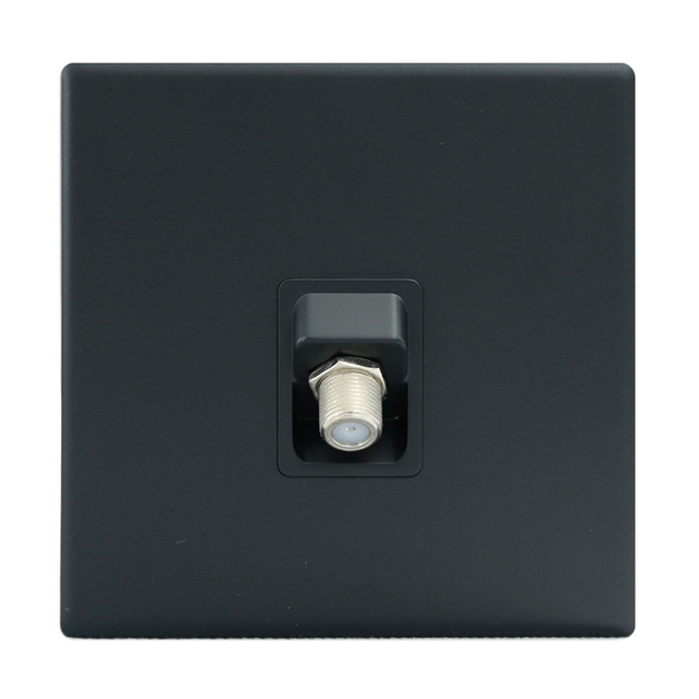Hot Sales Customized Pc Material 45° Degree Black 1gang Satellite TV Wall Socket
