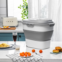 Boîte de conservation alimentaire scellée pour farine et céréales de 25 kg, grande capacité, en plastique pliable, pour aliments pour animaux de compagnie