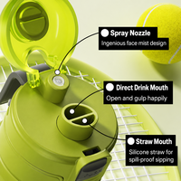 Bouteille d'eau isotherme portable de 630 ml avec pulvérisateur, thermos sport en acier inoxydable avec paille pour le cyclisme et la salle de sport