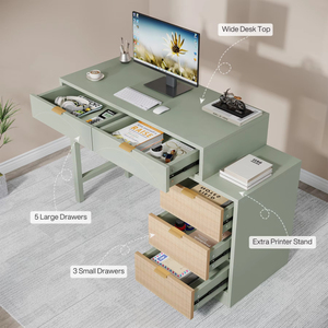Mobilier moderne bureau d'<span class=keywords><strong>ordinateur</strong></span> en bois avec 5 tiroirs <span class=keywords><strong>petit</strong></span> bureau d'étude réversible avec support <span class=keywords><strong>pour</strong></span> <span class=keywords><strong>imprimante</strong></span> table d'<span class=keywords><strong>ordinateur</strong></span> - Product Image 5