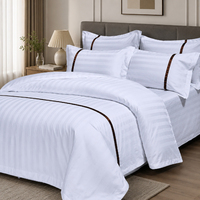 Vente en gros de linge de lit d'hôtel de luxe 100% coton, ensemble personnalisé avec logo, coton égyptien, 4 pièces, draps blancs 180TC-500TC