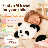Peluche Panda IA Intelligente - Jouet Éducatif Interactif avec Musique/Vocalisation pour Enfants, Wi-Fi 4G, Fibre de Polyester, Effet Vison