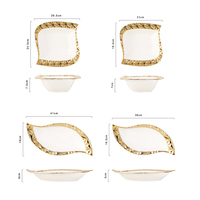 Nouvelle arrivée mode vaisselle luxe or diamant galvanoplastie jante assiette en céramique blanche et bols ensemble vaisselle irrégulière plat