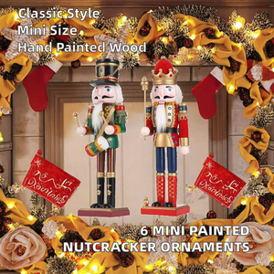 Set <span class=keywords><strong>di</strong></span> 12 Soldatini Schiaccianoci Mini da 12 cm, Decorazioni Tradizionali <span class=keywords><strong>in</strong></span> <span class=keywords><strong>Legno</strong></span> Dipinto per Albero <span class=keywords><strong>di</strong></span> <span class=keywords><strong>Natale</strong></span> e Tavolo, da Appendere per Interni - Product Image 2
