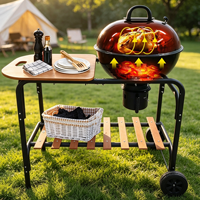 Cuisine extérieure multifonctionnelle, grand chariot barbecue extérieur, fumoir, barbecue au charbon de bois, acier émaillé en porcelaine