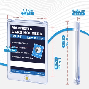 Lot de 25 porte-cartes magnétiques à une touche, étuis de rangement rigides en plastique pour collection de cartes de sport, football, baseball - Product Image 2